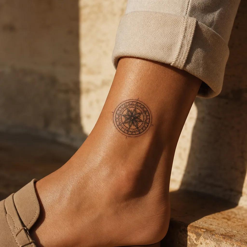 ankle-tattoo geometric wolf