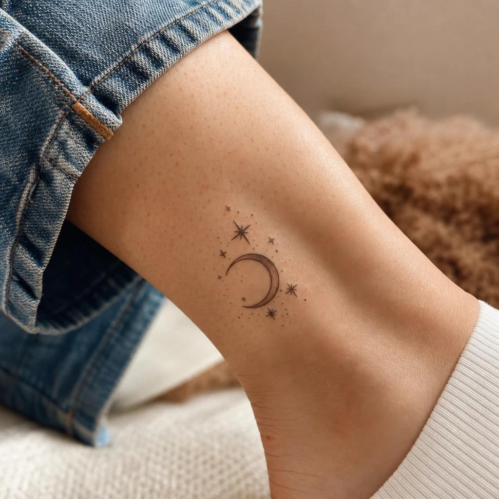 women's ankle tattoo idea, photo on skin