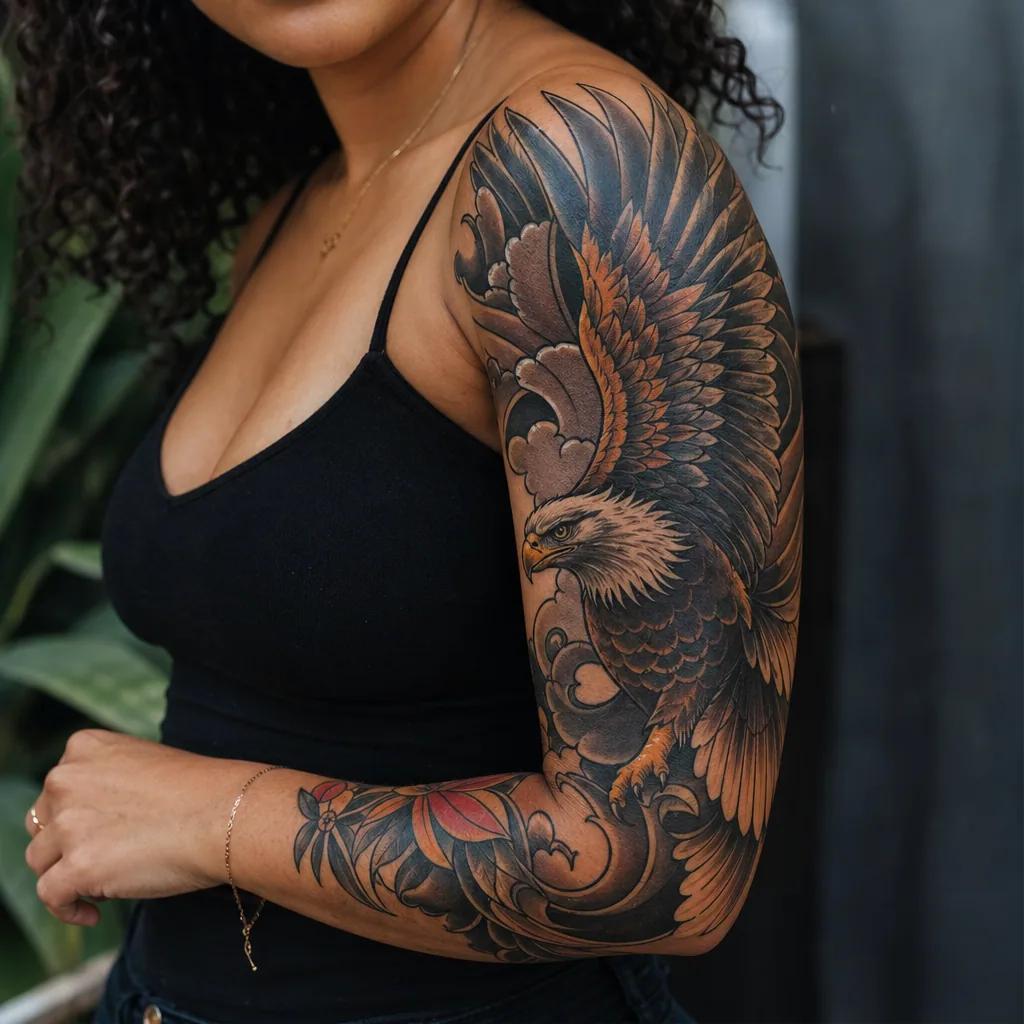 arm-tattoo neo-traditional eagle