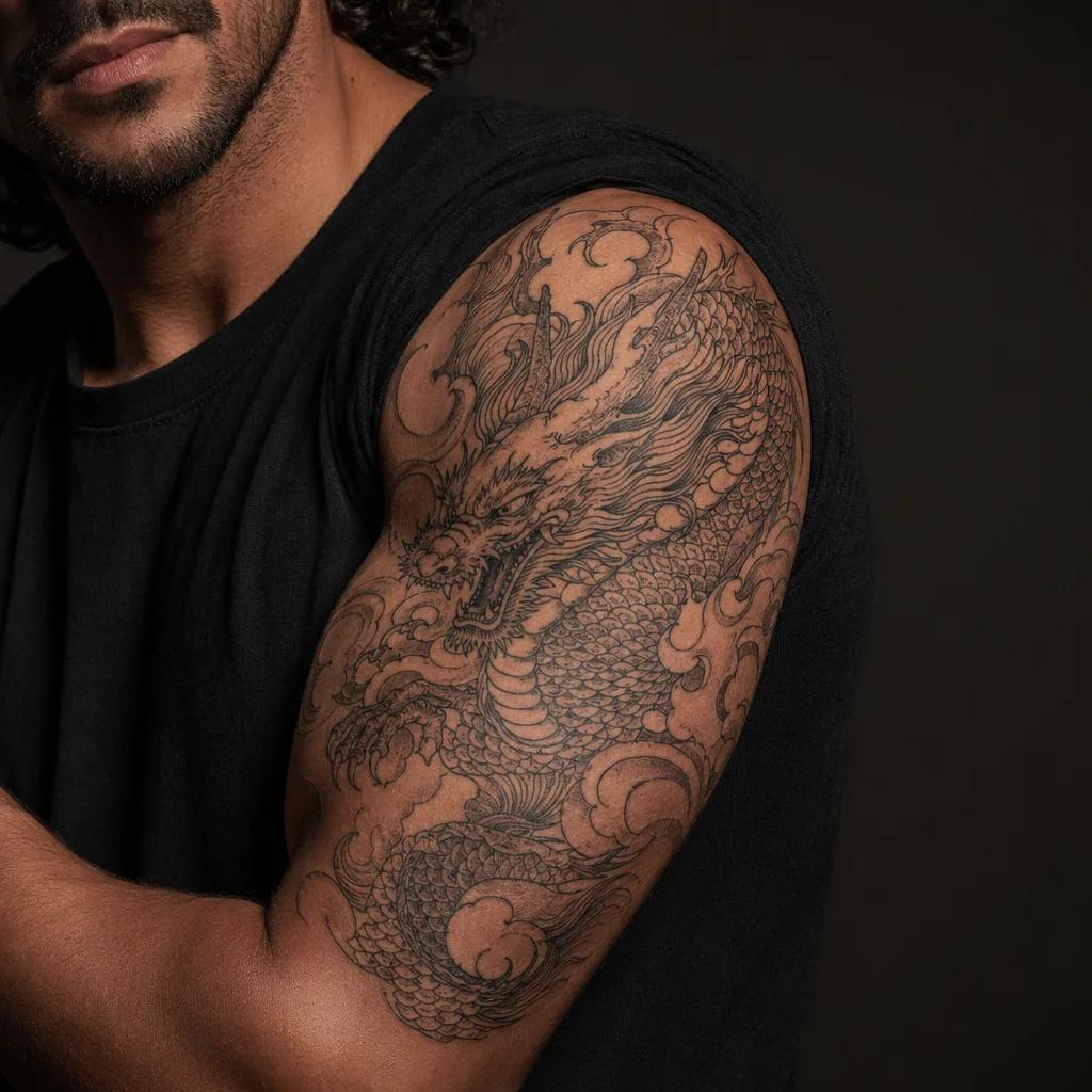 arm-tattoo japanese dragon sleeve