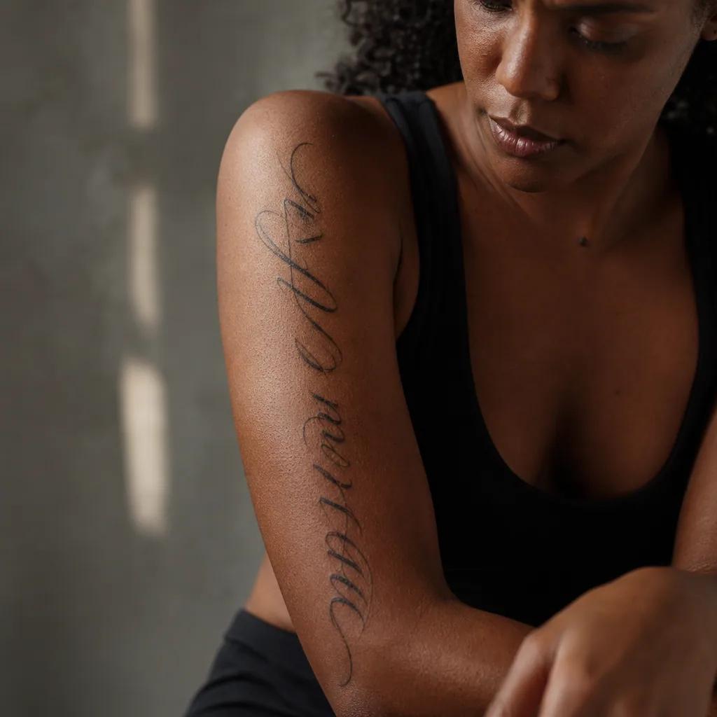 arm-tattoo vertical lettering