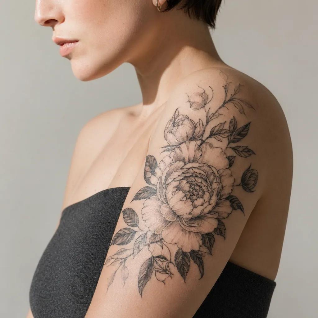 women's arm tattoo idea, photo on skin
