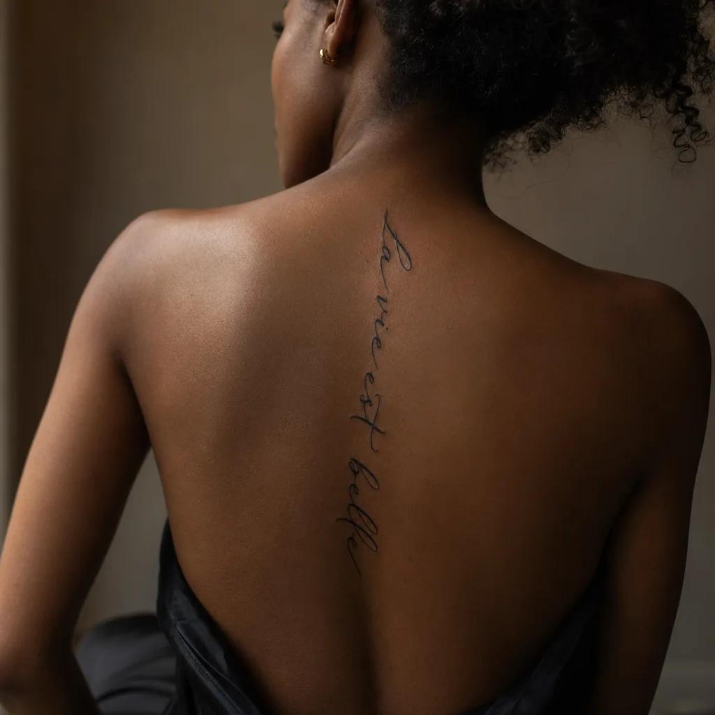 back-tattoo vertical calligraphic quote