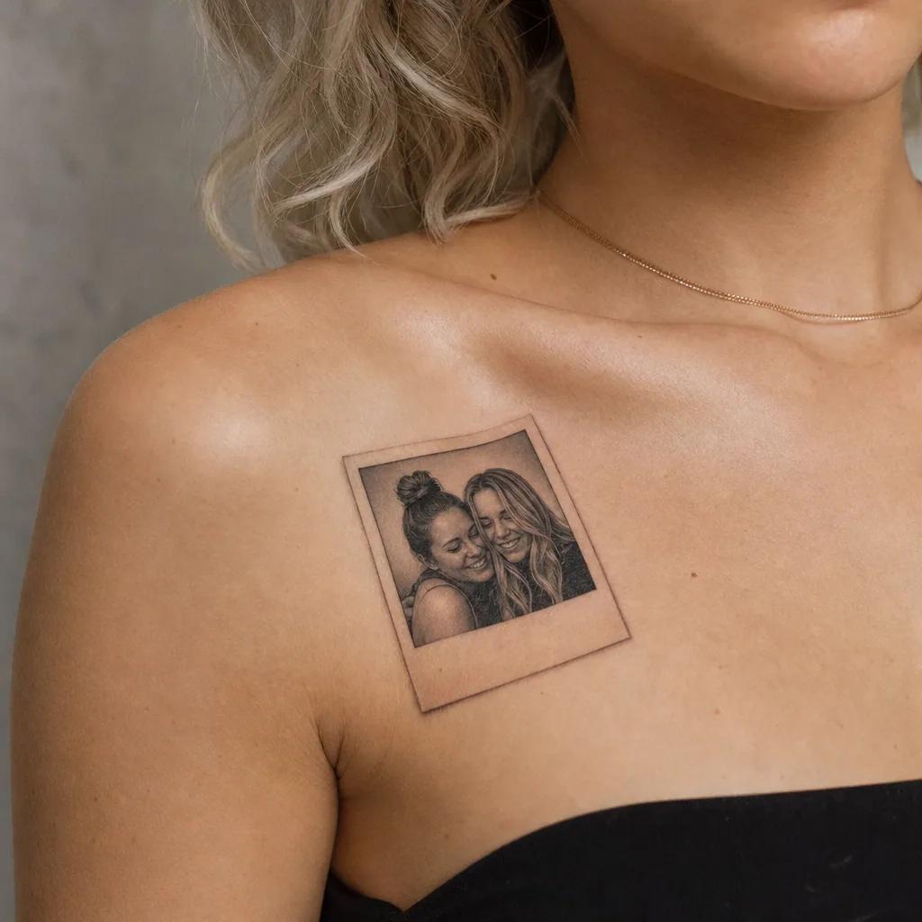 best friend-tattoo polaroid memory in realism