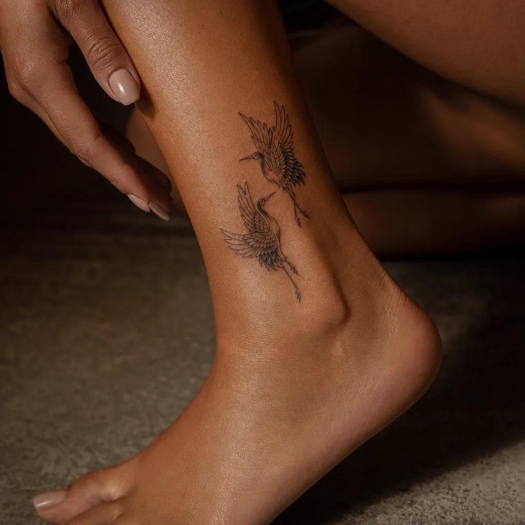 best friend-tattoo japanese cranes as a duo