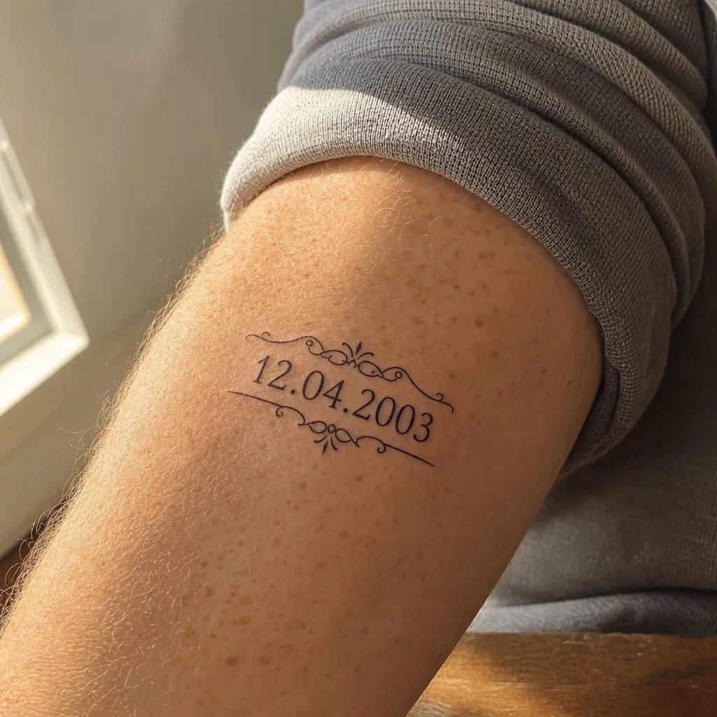 birth date-tattoo ornamental date