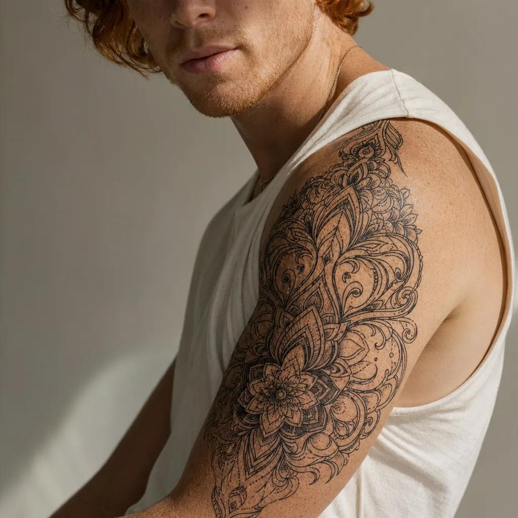 idée tatouage bras manche ornementale