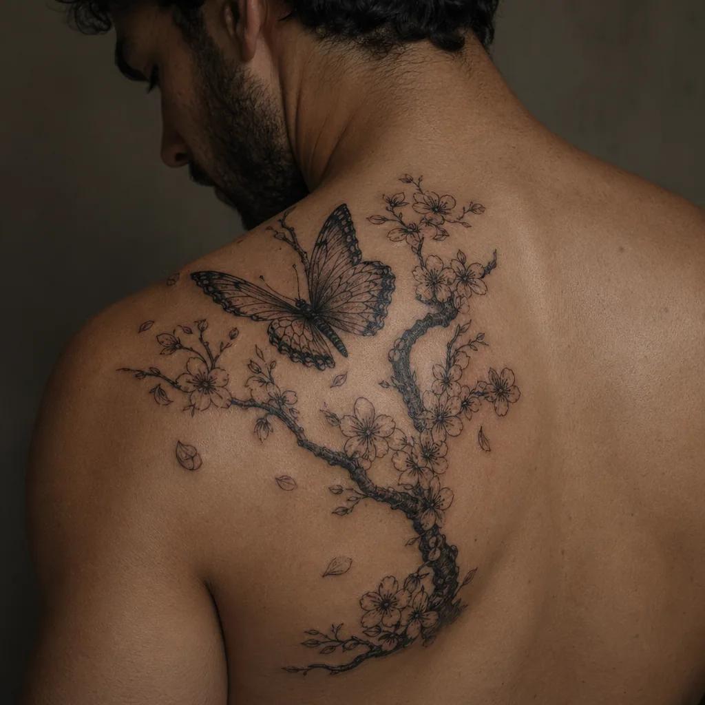 butterfly-tattoo japanese butterfly with cherry blossoms