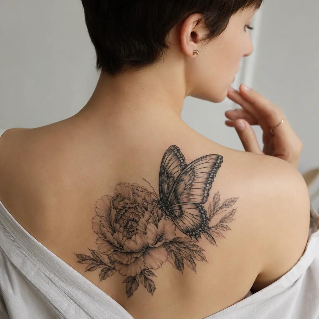 butterfly-tattoo floral butterfly with peony