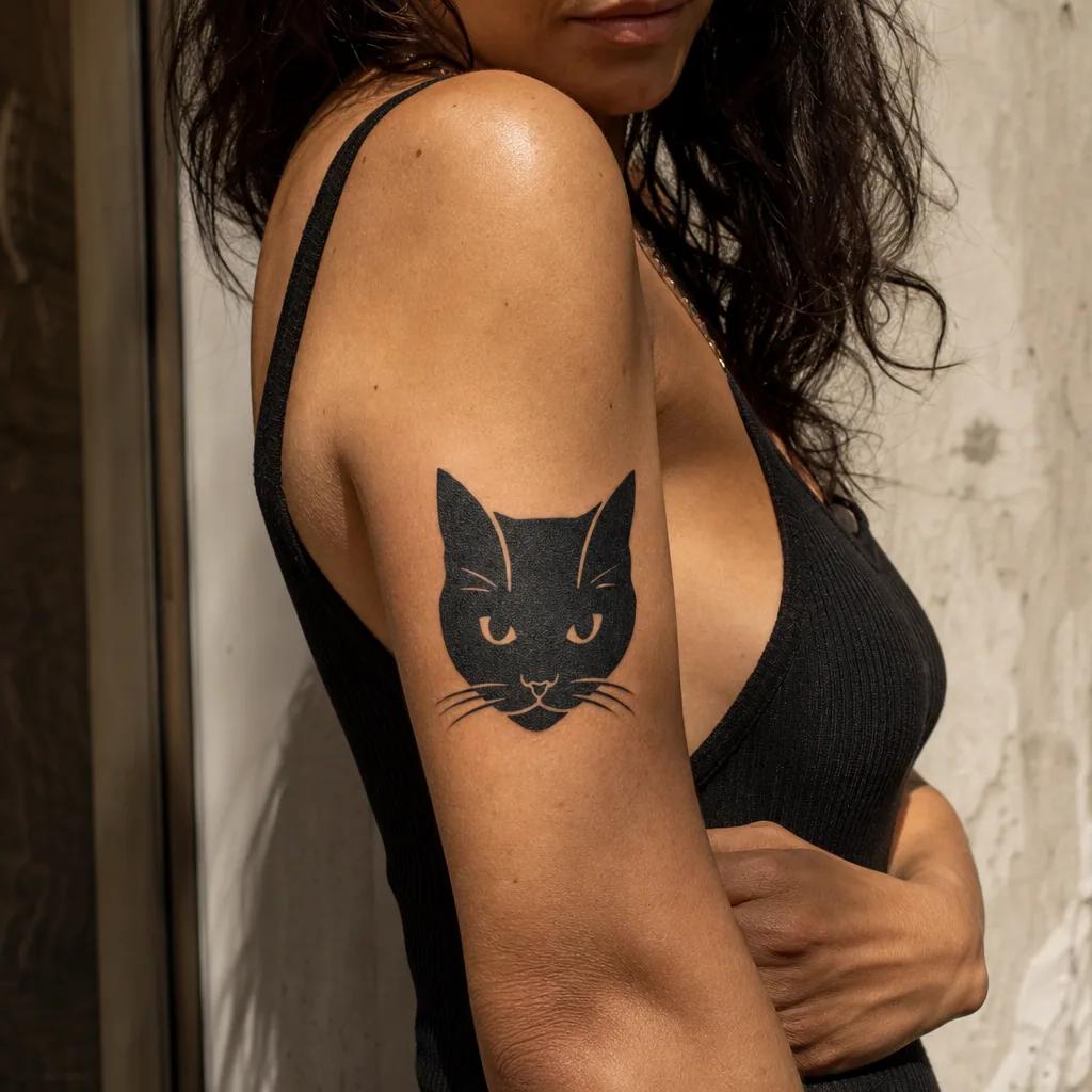 cat-tattoo sleeping cat in fine line