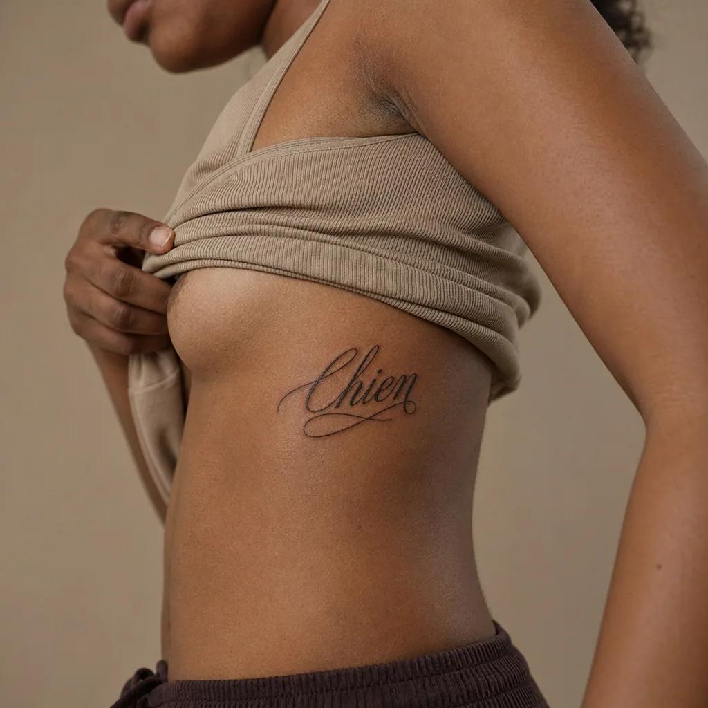 idée tatouage chien lettrage prénom chien
