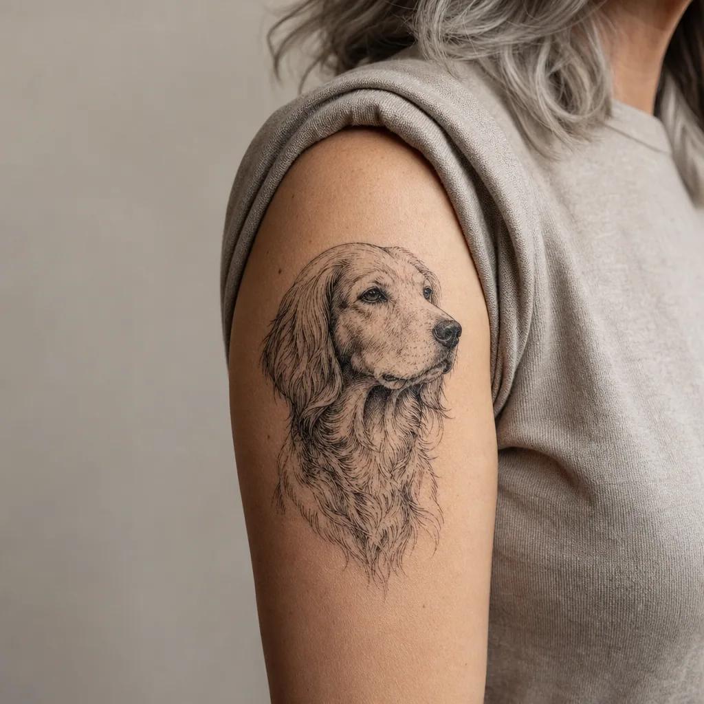 idée tatouage chien chien premium illustratif