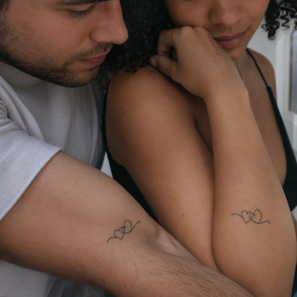 couple-tattoo minimalist hearts