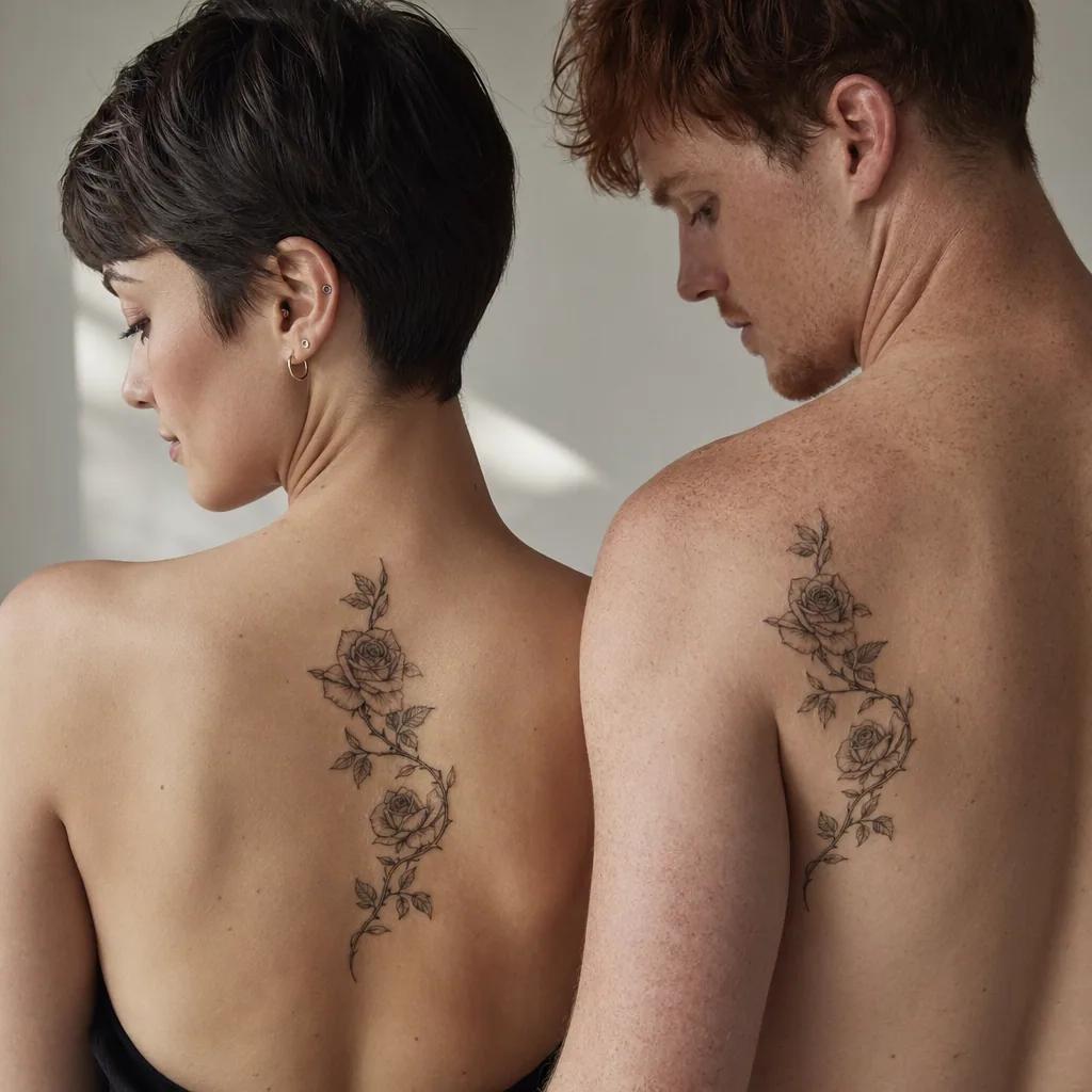 couple-tattoo entwined roses