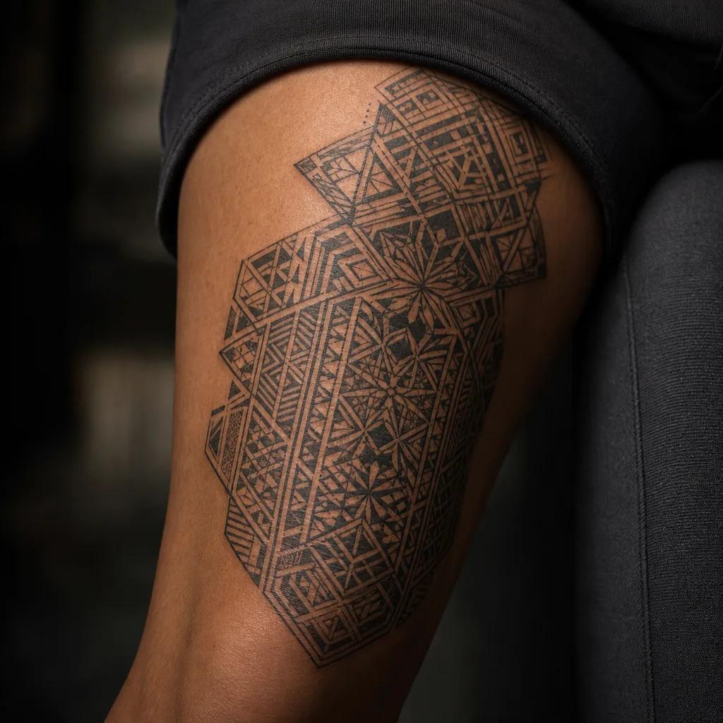 cover-up tattoo geometrisches cover-up, realistic photo on skin
