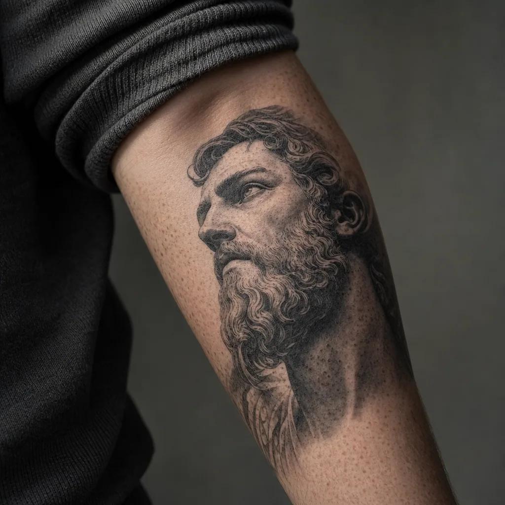 cover-up tattoo realistisches porträt, realistic photo on skin