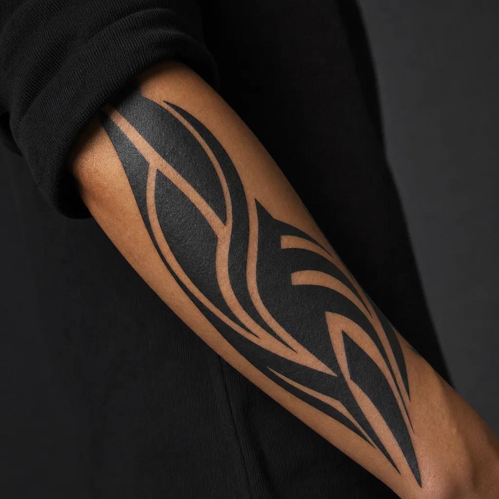 cover-up tattoo modernes blackout-tattoo, realistic photo on skin
