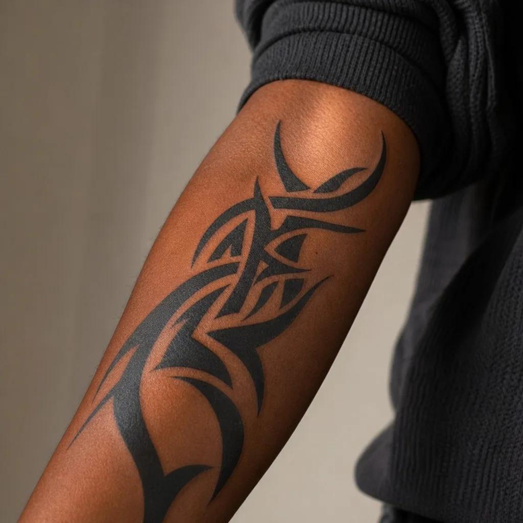 cover-up tattoo modernes blackout-tattoo, realistic photo on skin
