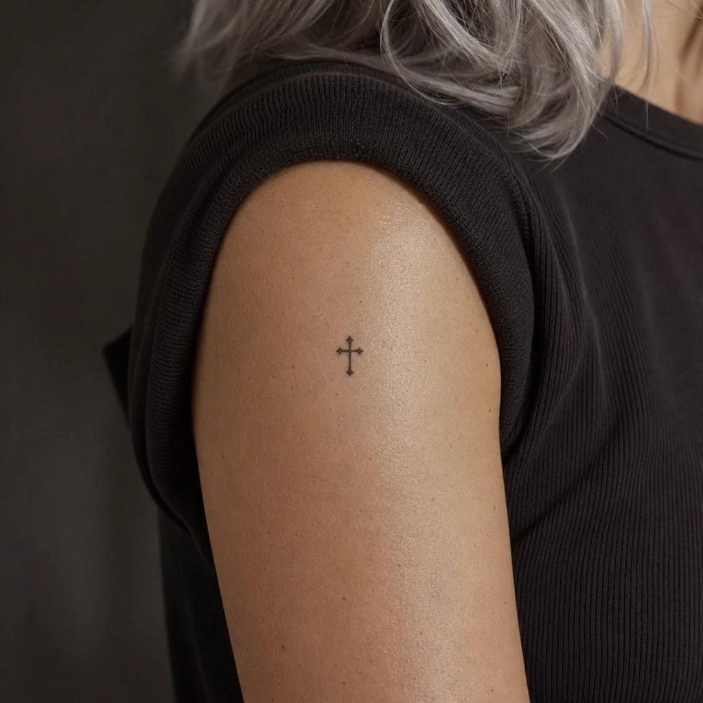 cross tattoo small wrist cross, realistic photo on skin