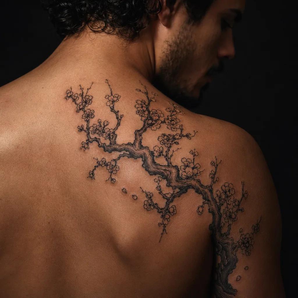 idée tatouage deuil cerisier japonais