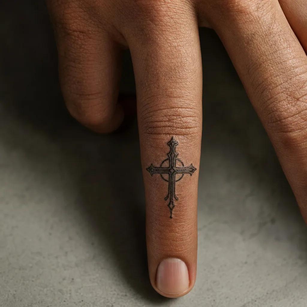 idée tatouage doigt croix spirituelle