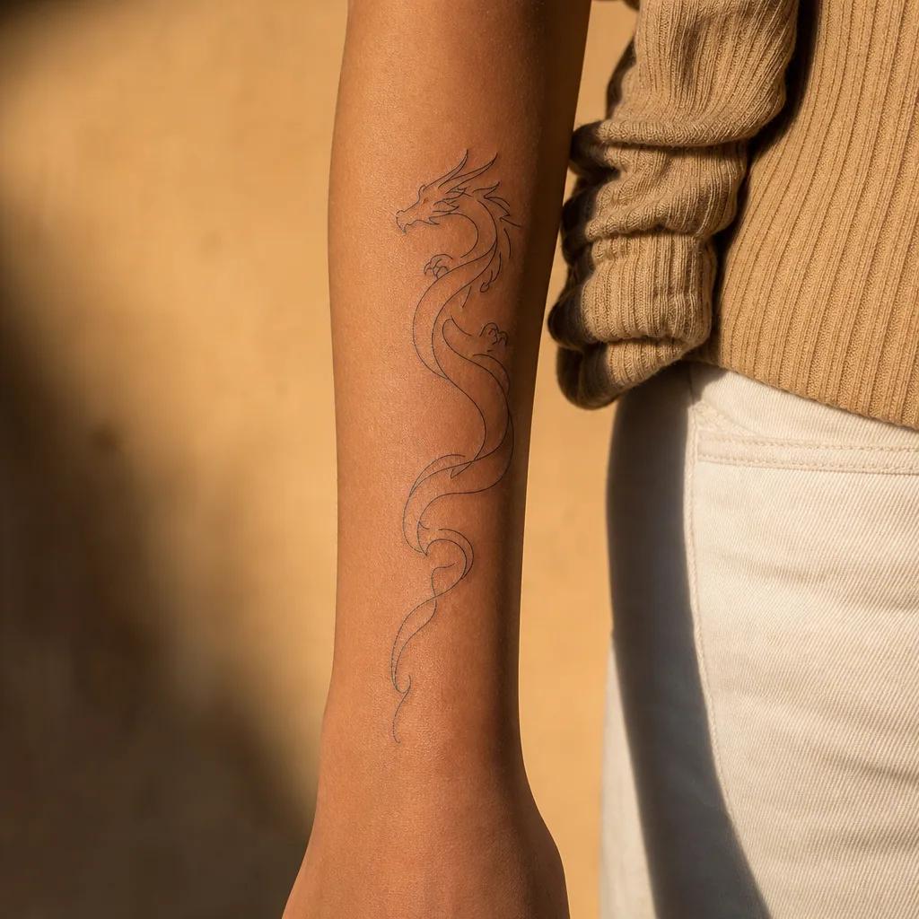 dragon-tattoo minimalist single-line dragon