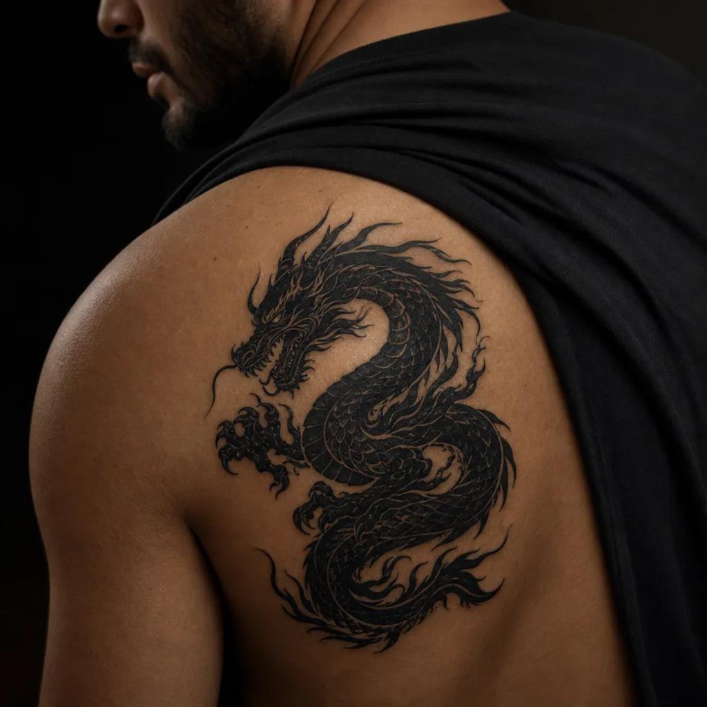 dragon-tattoo dark blackwork dragon