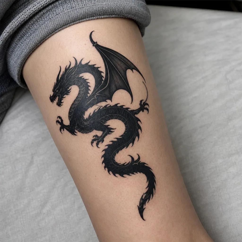 dragon-tattoo dark blackwork dragon