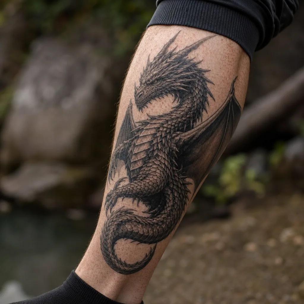 dragon-tattoo realistic dragon with scales