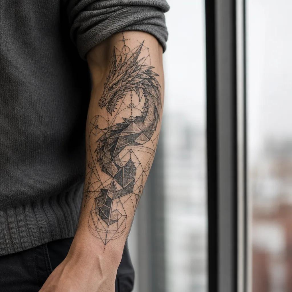 dragon-tattoo modern geometric dragon