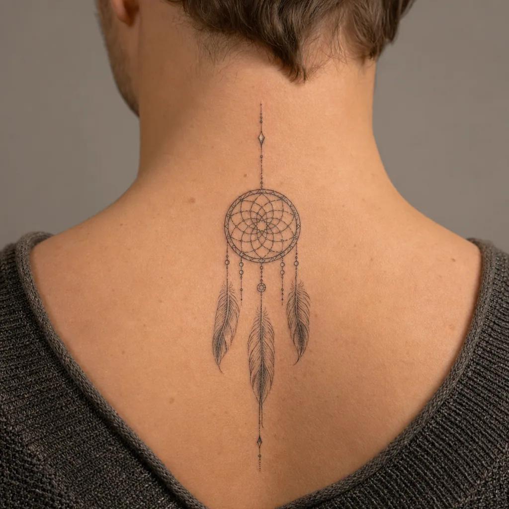 dreamcatcher-tattoo classic fine line dreamcatcher