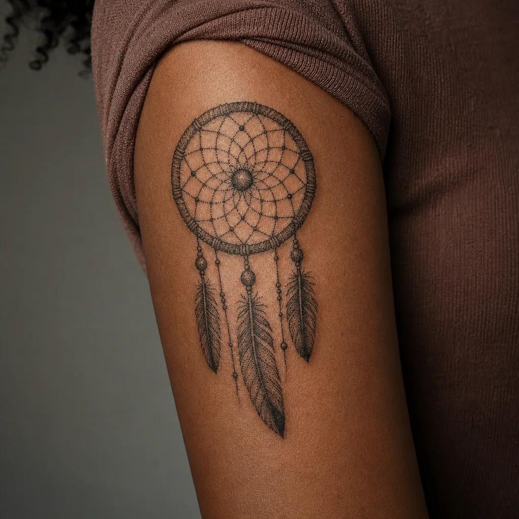 dreamcatcher-tattoo dotwork stippling dreamcatcher