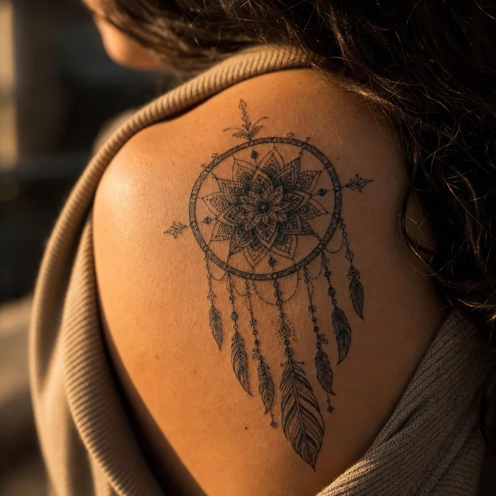 dreamcatcher-tattoo ornamental mandala dreamcatcher