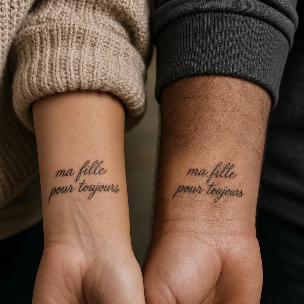 father and daughter-tattoo lettering forever