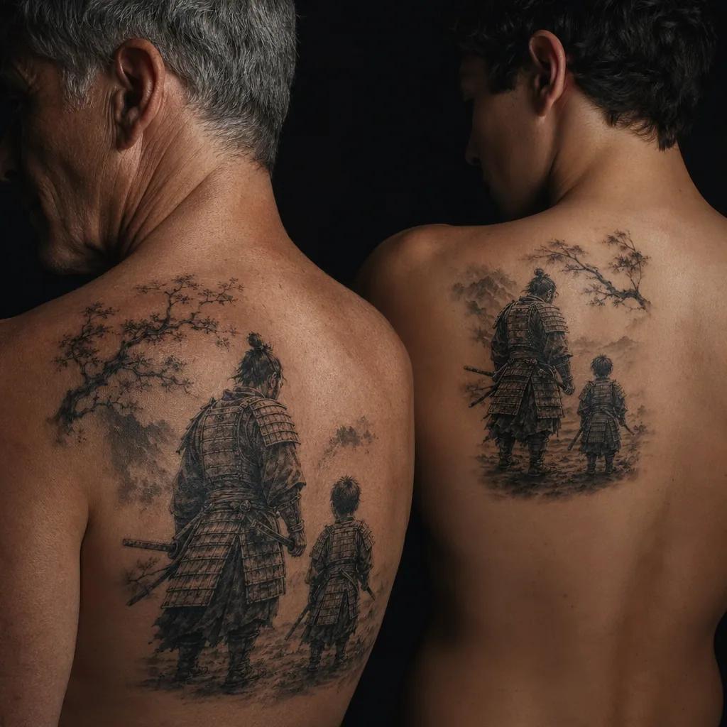 father and son-tattoo realistic father and child hands