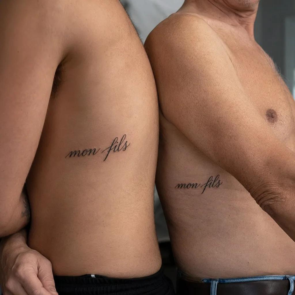 father and son-tattoo dotwork footprints