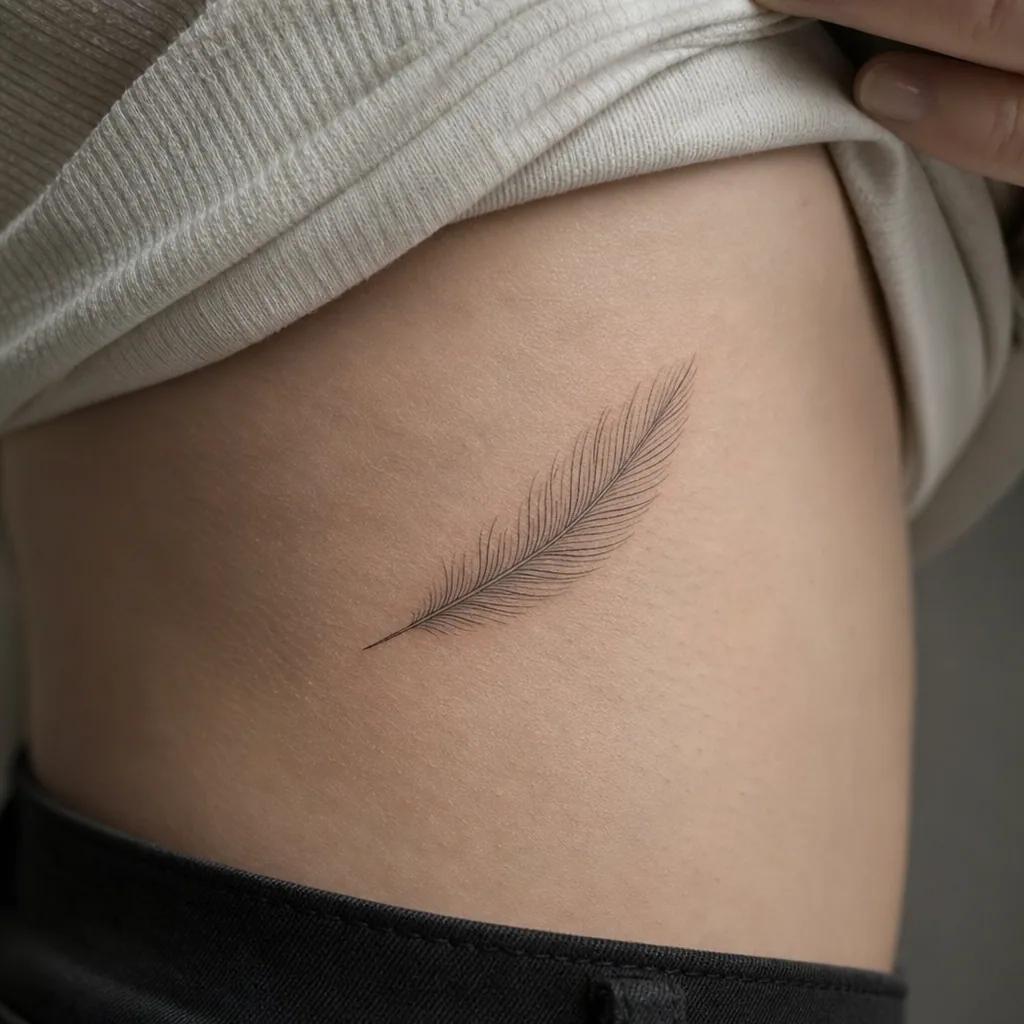 feather-tattoo delicate fine line feather