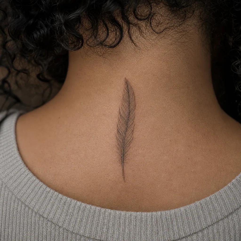 feather-tattoo delicate fine line feather