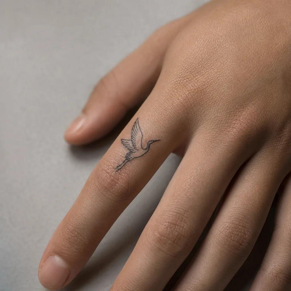 finger-tattoo neo-traditional feather