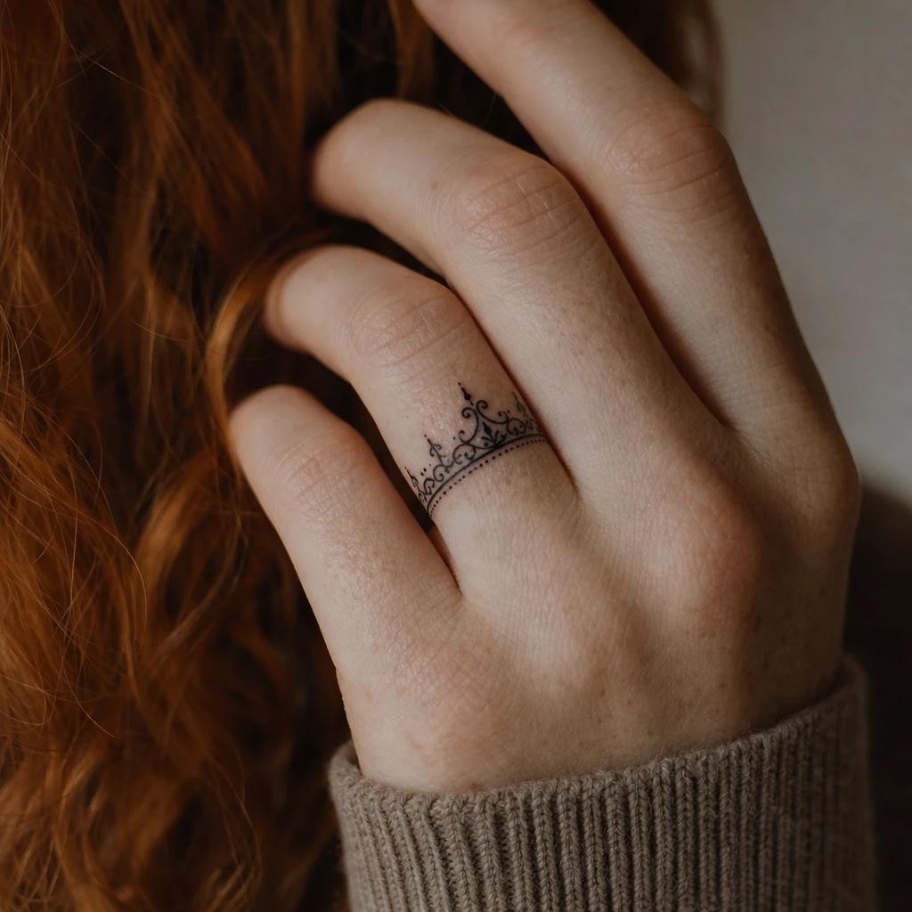 women's finger tattoo idea, photo on skin