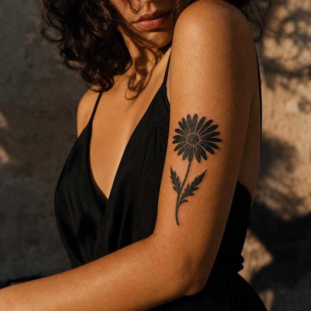 flower-tattoo blackwork daisy
