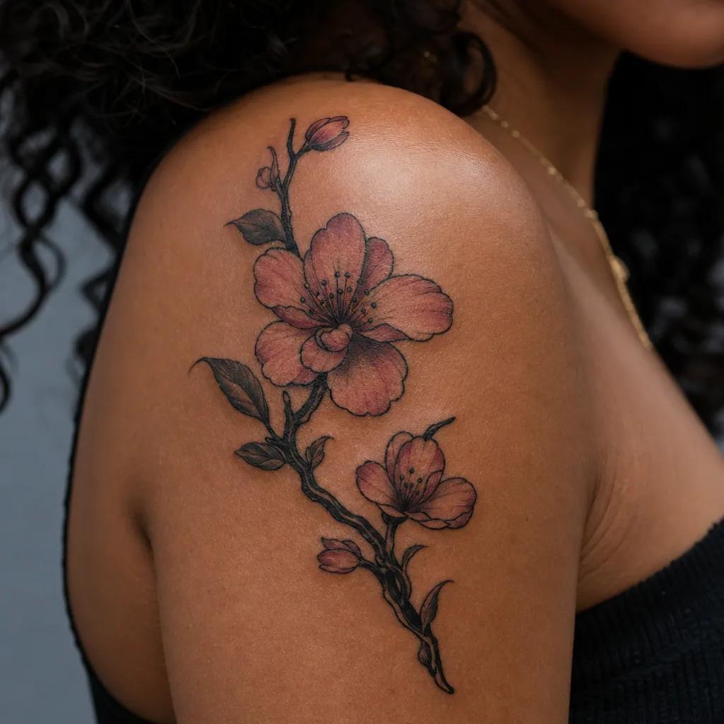 flower-tattoo neo traditional cherry blossom