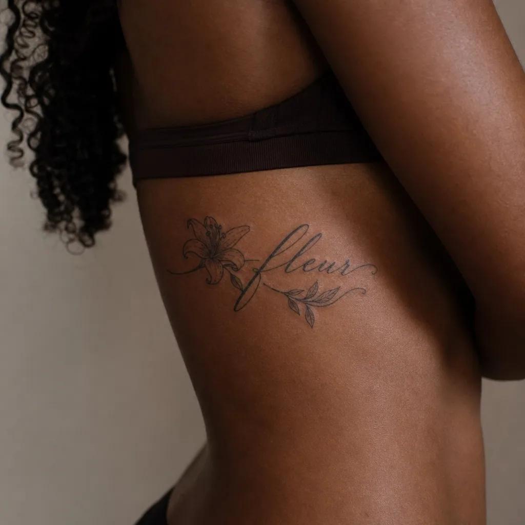 flower-tattoo 'flower' lettering in cursive