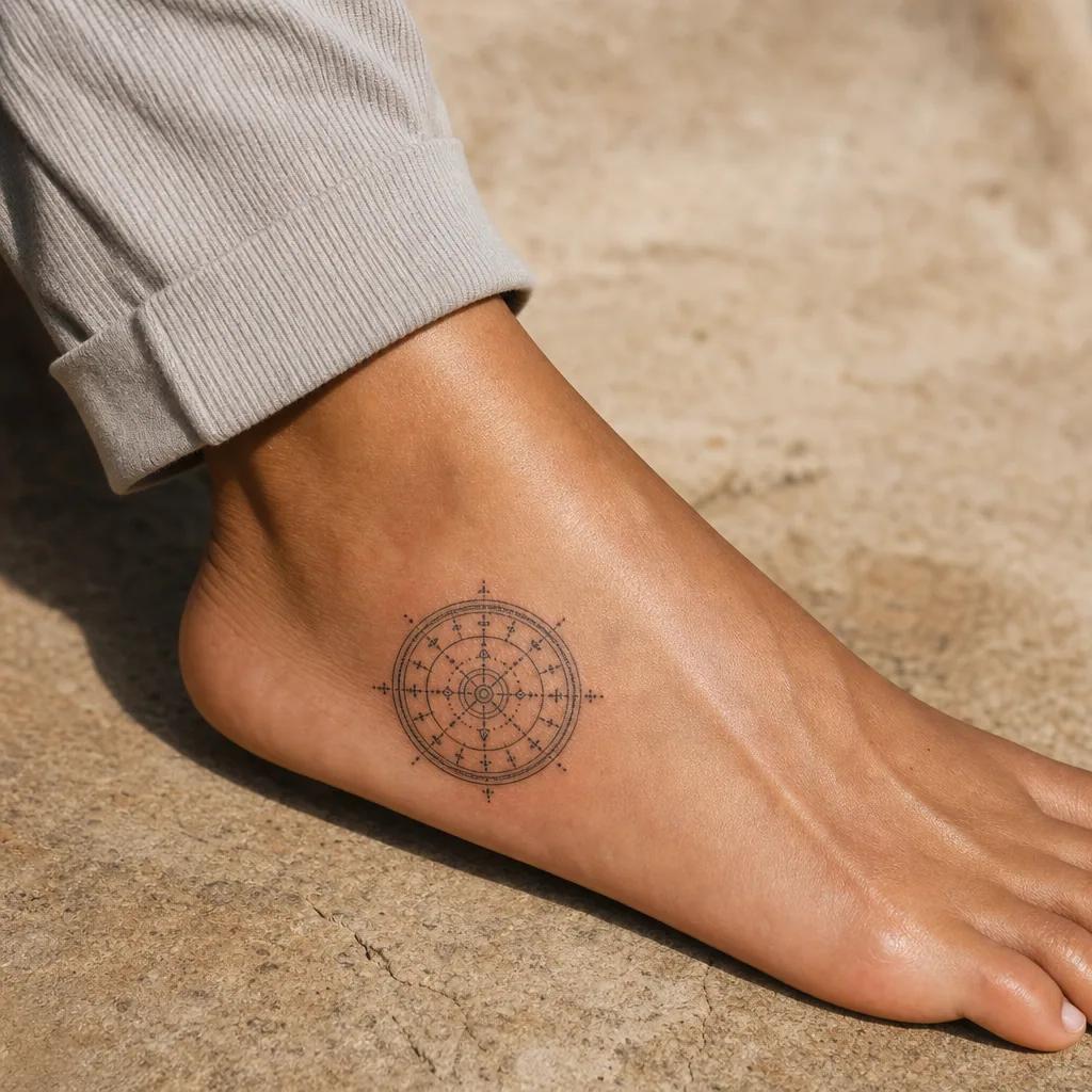 foot-tattoo geometric wolf paw