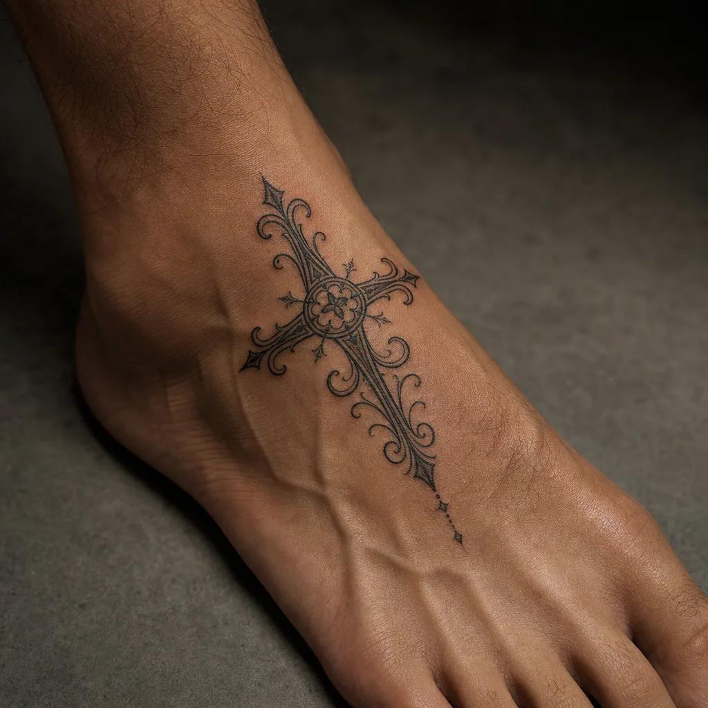 foot-tattoo lettering initial