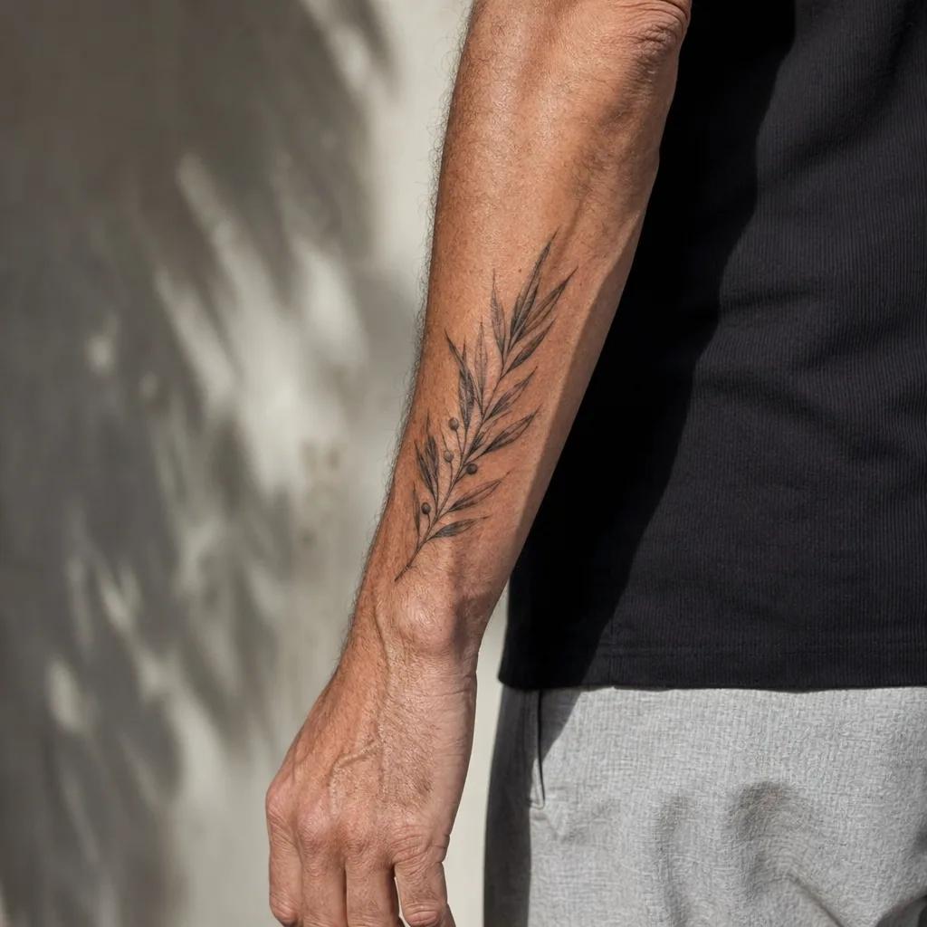 men's forearm tattoo old school anchor, realistic photo on skin