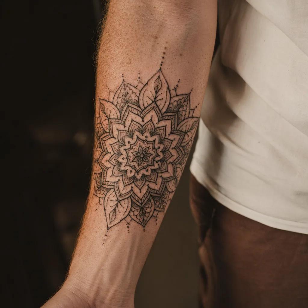 men's forearm tattoo japanese samurai, realistic photo on skin