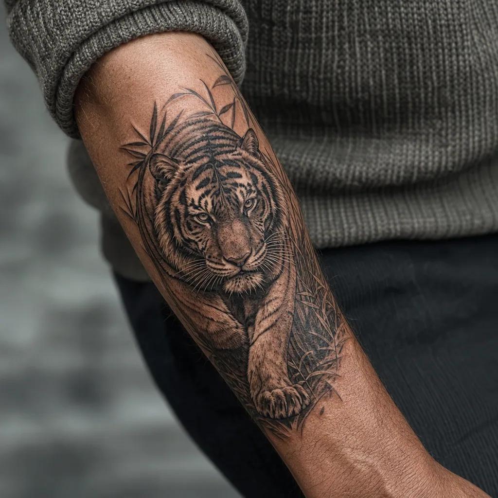 men's forearm tattoo maori arm band, realistic photo on skin