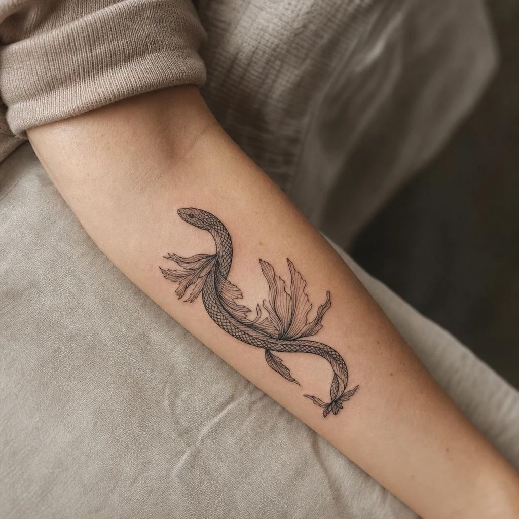 women's forearm tattoo idea, photo on skin