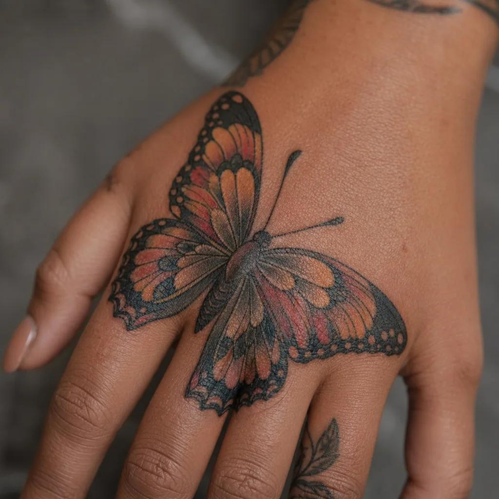 hand-tattoo neo-traditional butterfly hand